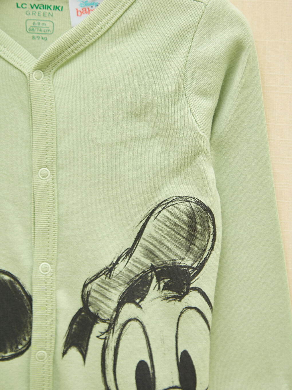 V Neck Long Sleeve Disney Printed Unisex Baby Jumpsuit-1