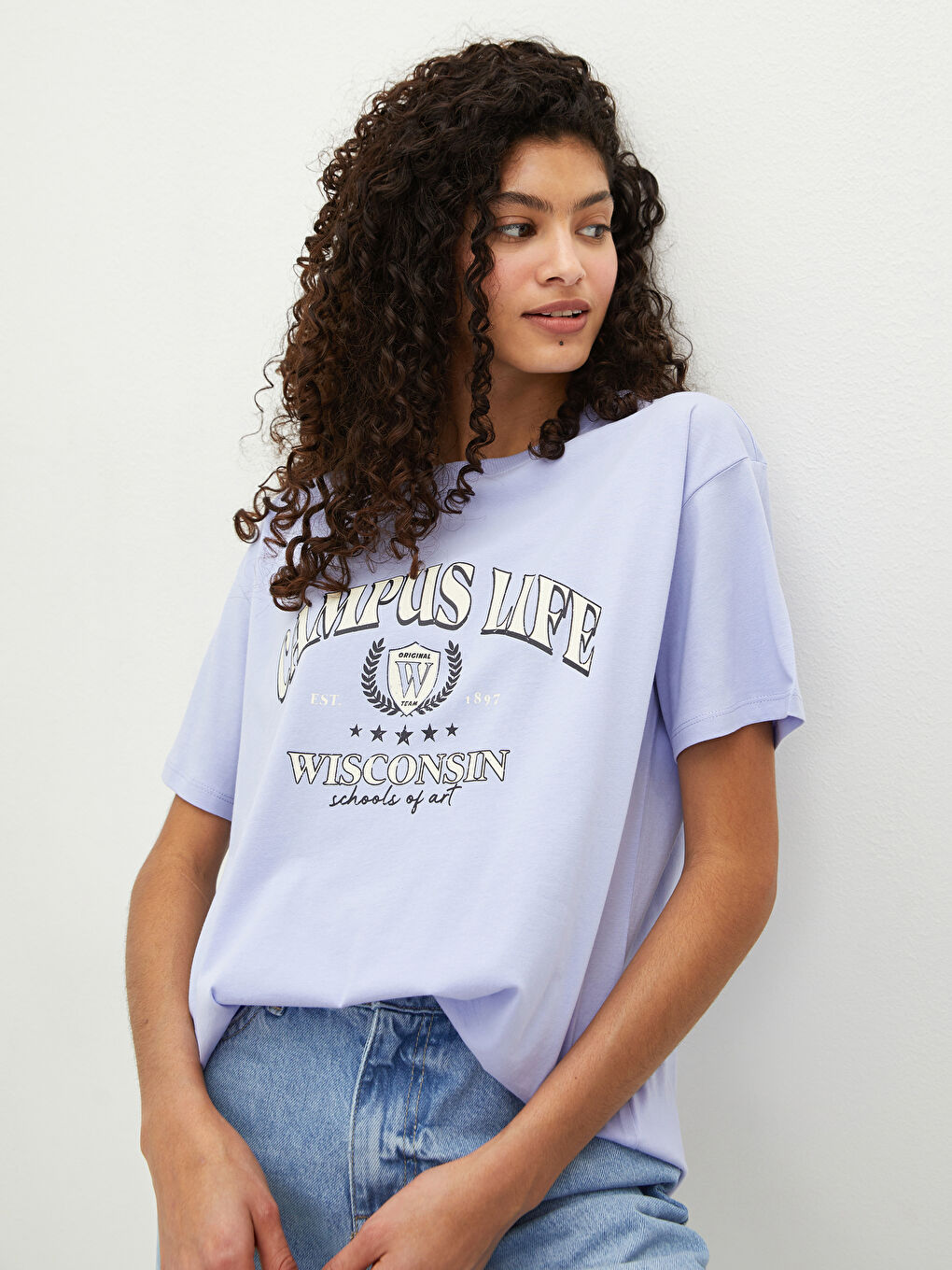 Crew Neck Printed Short Sleeve Women's T-Shirt-5