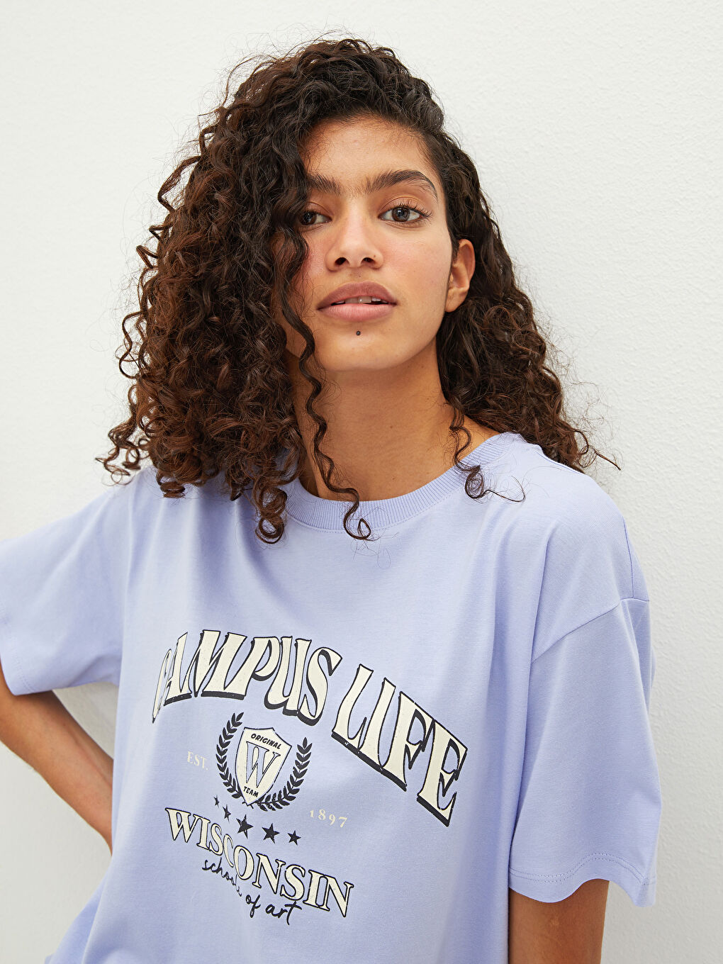 Crew Neck Printed Short Sleeve Women's T-Shirt-1