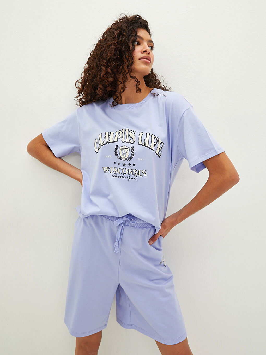 Crew Neck Printed Short Sleeve Women's T-Shirt