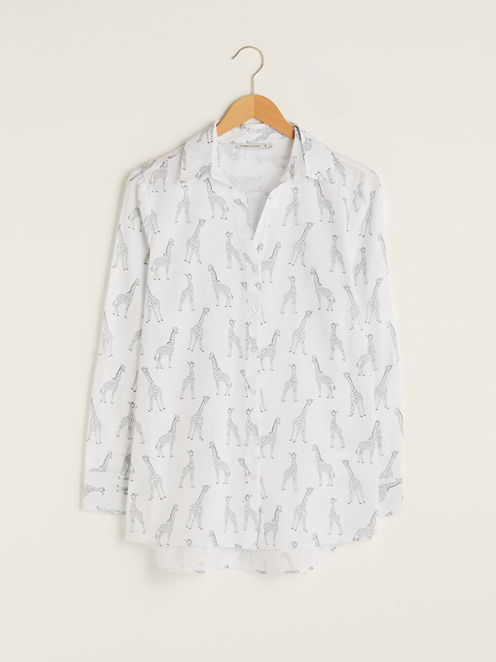 Printed Button-Down Long Sleeve Poplin Women's Shirt-6