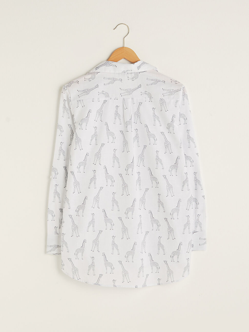 Printed Button-Down Long Sleeve Poplin Women's Shirt-7