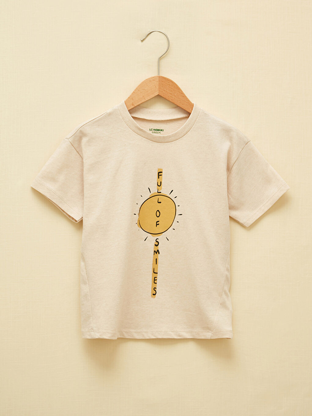 تيشيرت للأولاد الرضع مطبوع بياقة دائرية وكم قصير