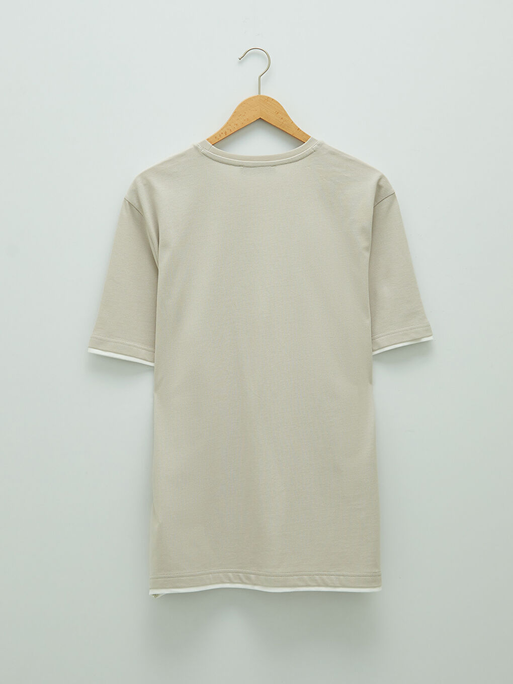 Gri Bisiklet Yaka Kısa Kollu Baskılı Penye Erkek Tişört-6