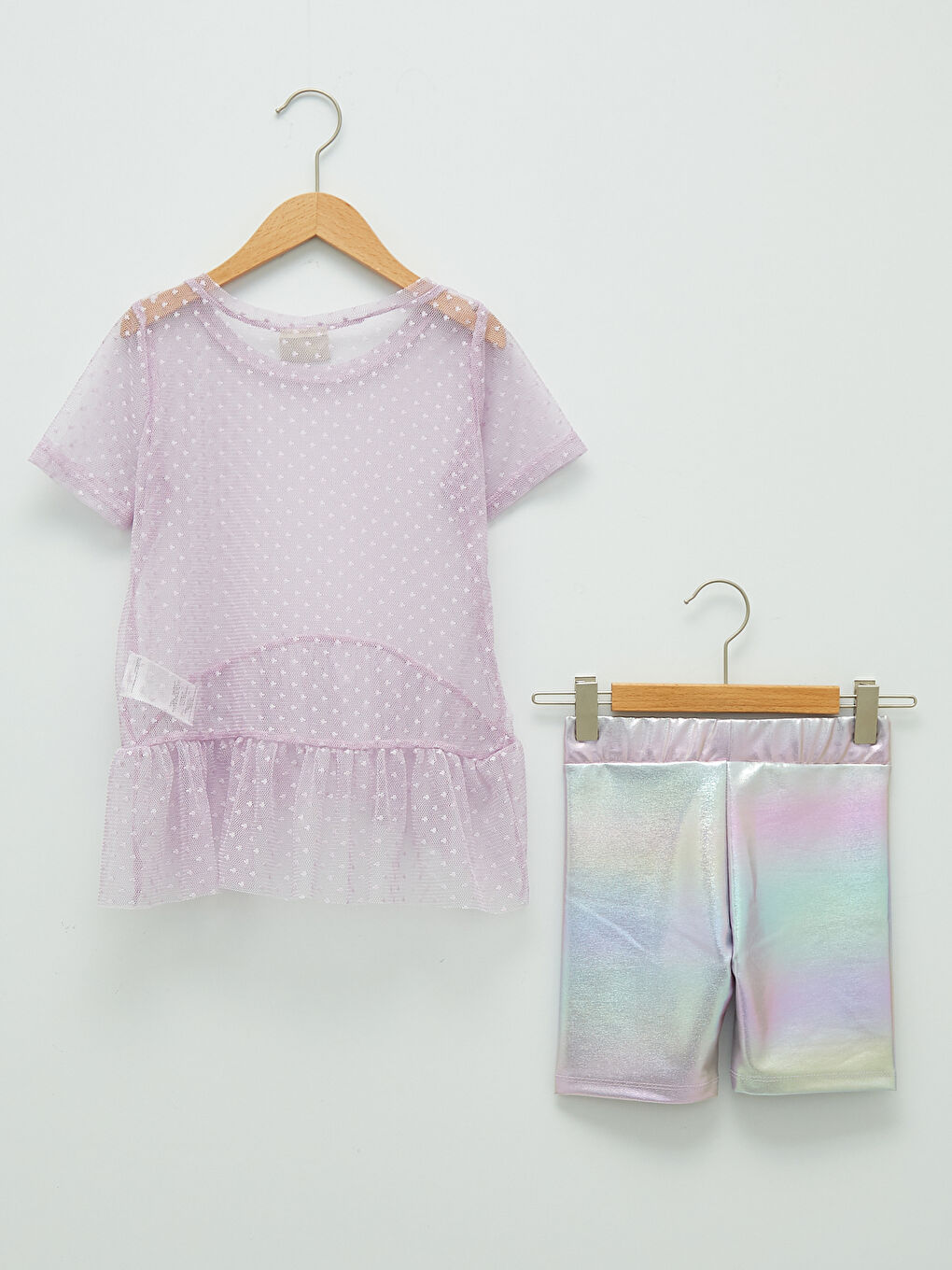 Tricou Sport și Colanți cu Guler Rotund pentru Fete-3