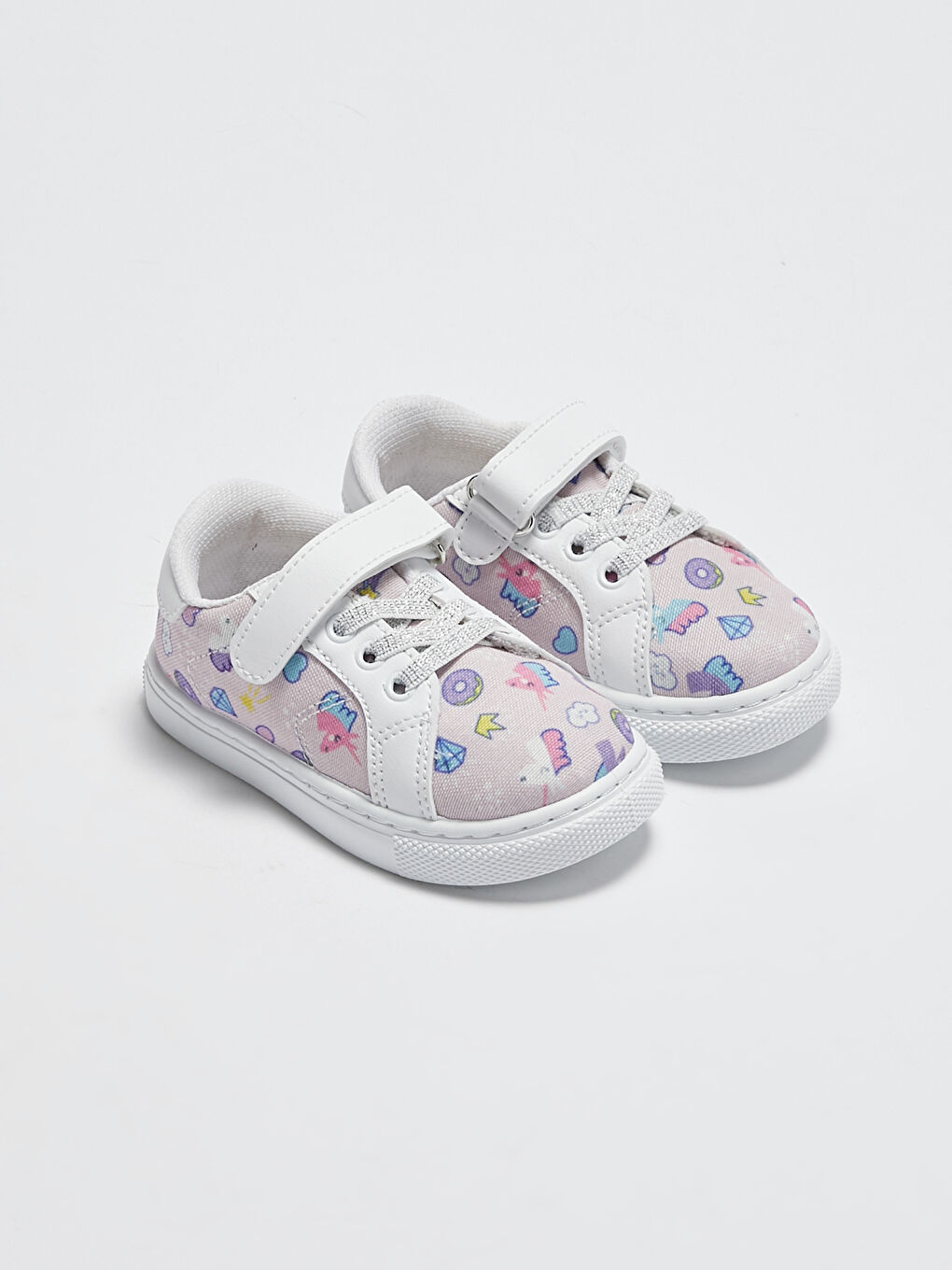 Pembe Baskılı Cırt Cırtlı Kız Bebek Spor Ayakkabı
