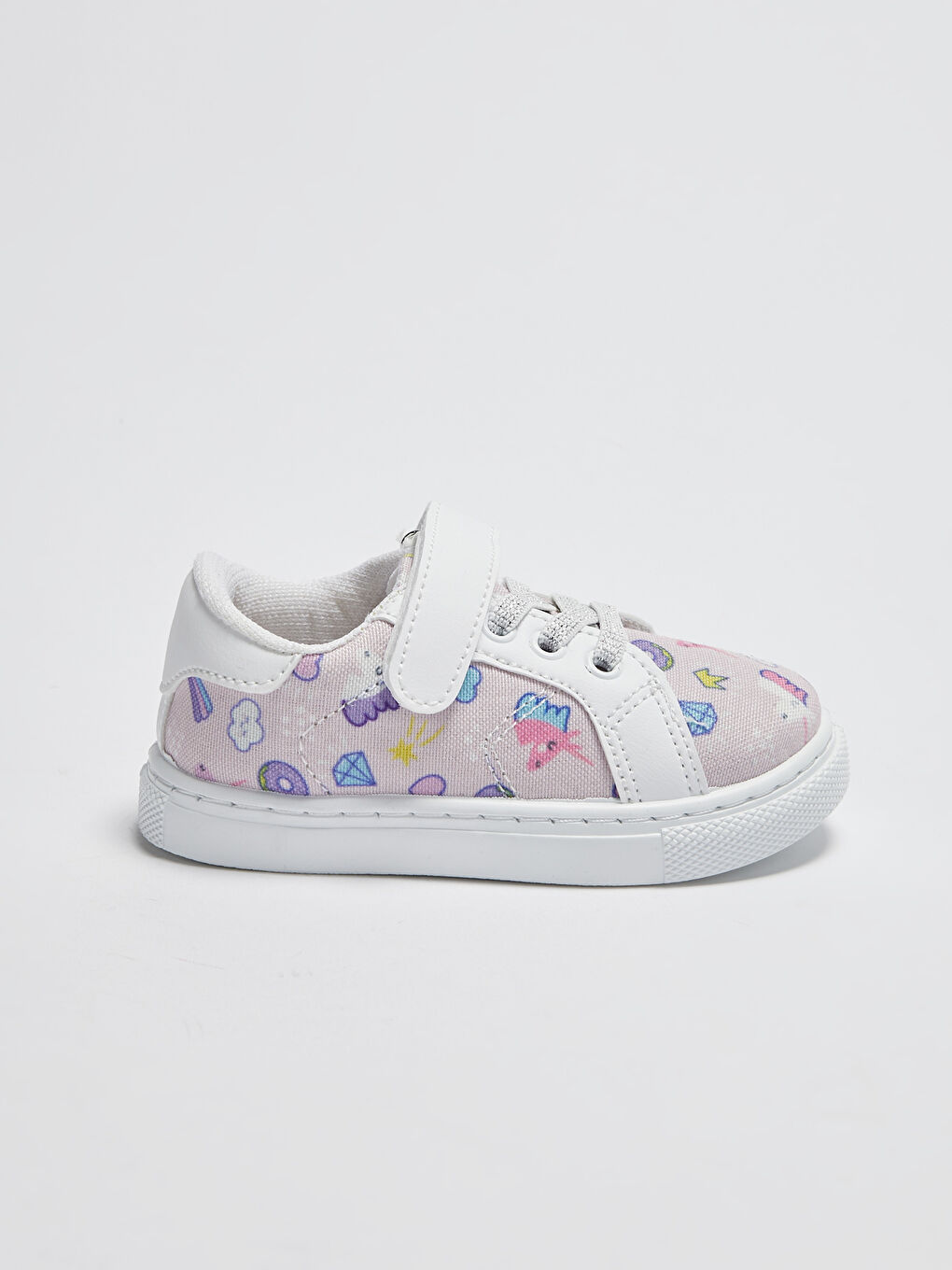 Pembe Baskılı Cırt Cırtlı Kız Bebek Spor Ayakkabı-1