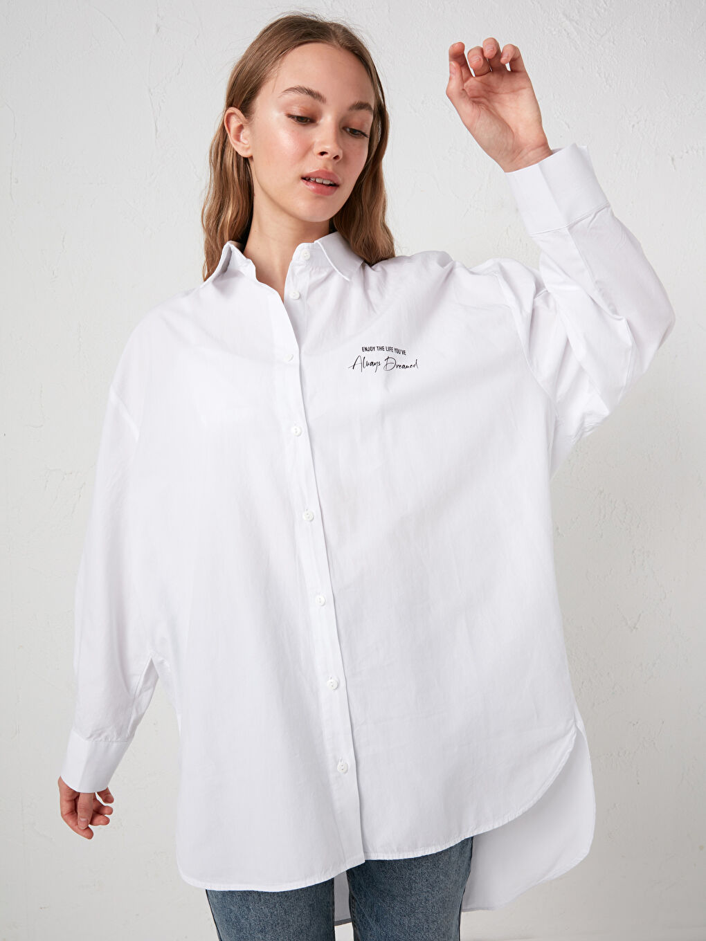 Slogan Printed Long Sleeve Women's Shirt and Bralet-1