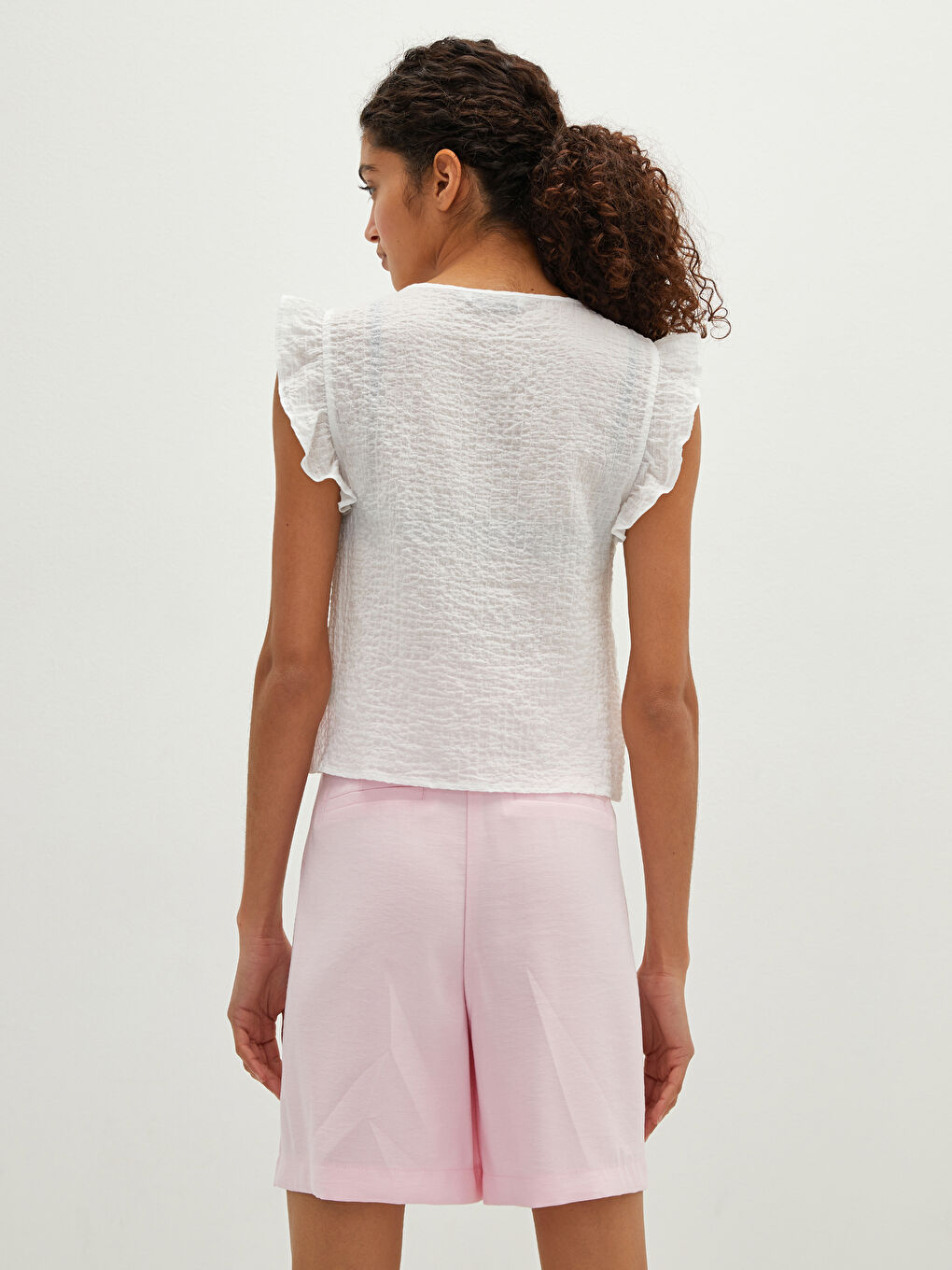 V-Neck Straight Sleeveless Cotton Women's Blouse-3