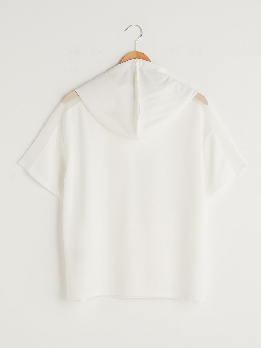 XSIDE ACTIVE Hooded Collar Plain Kangaroo Pocket Short Sleeve Women's Sports T-Shirt -S1K080Z8-EEW