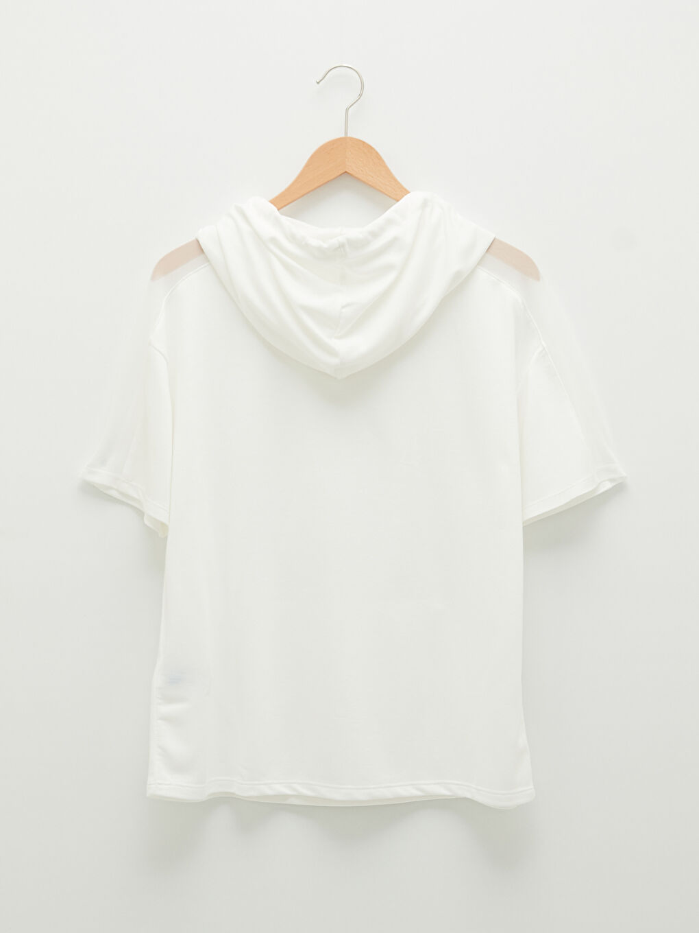 XSIDE ACTIVE Hooded Collar Plain Kangaroo Pocket Short Sleeve Women's Sports T-Shirt -S1K080Z8-EEW