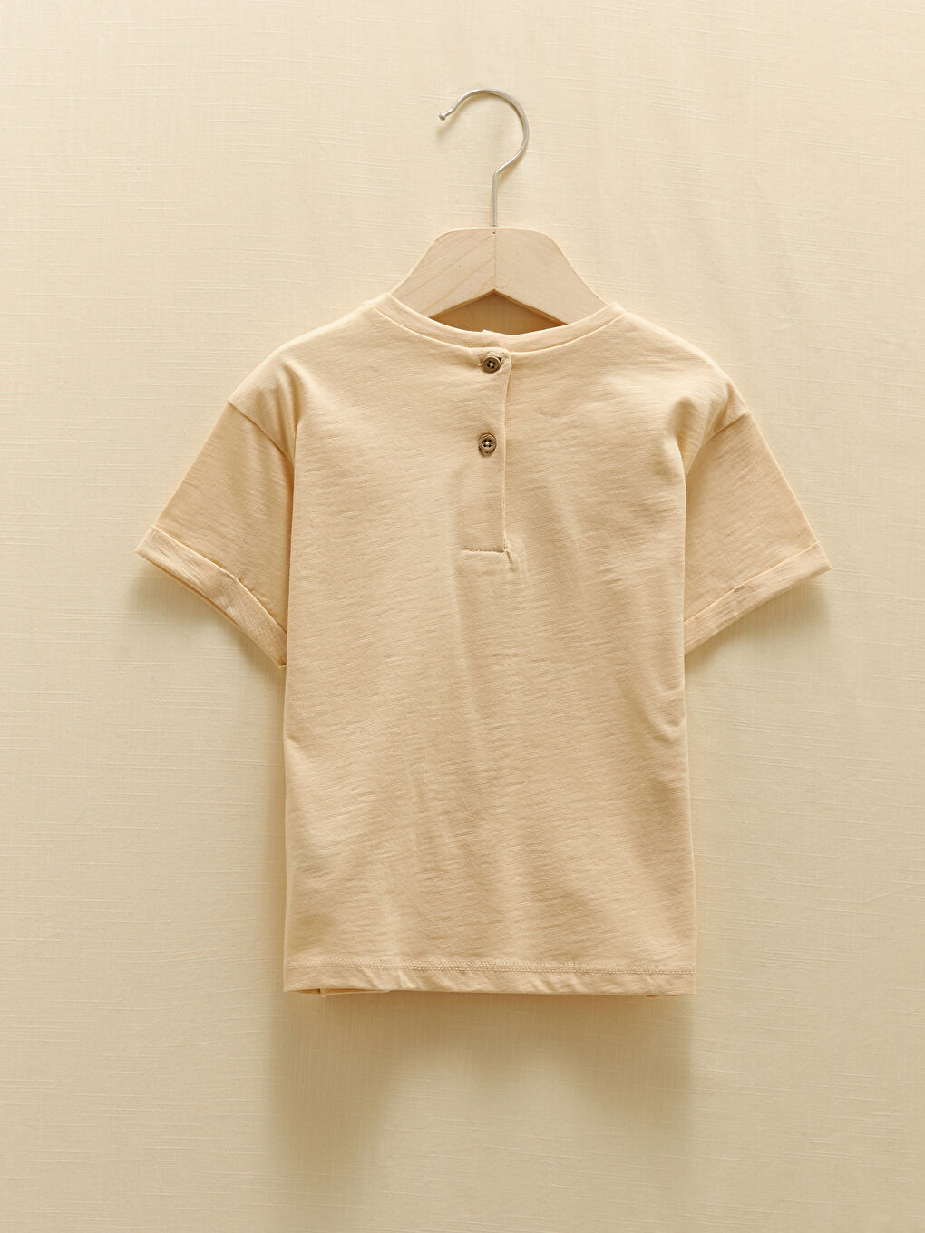 Bej Bisiklet Yaka Kısa Kollu Winnie the Pooh Baskılı Kız Bebek Tişört-2