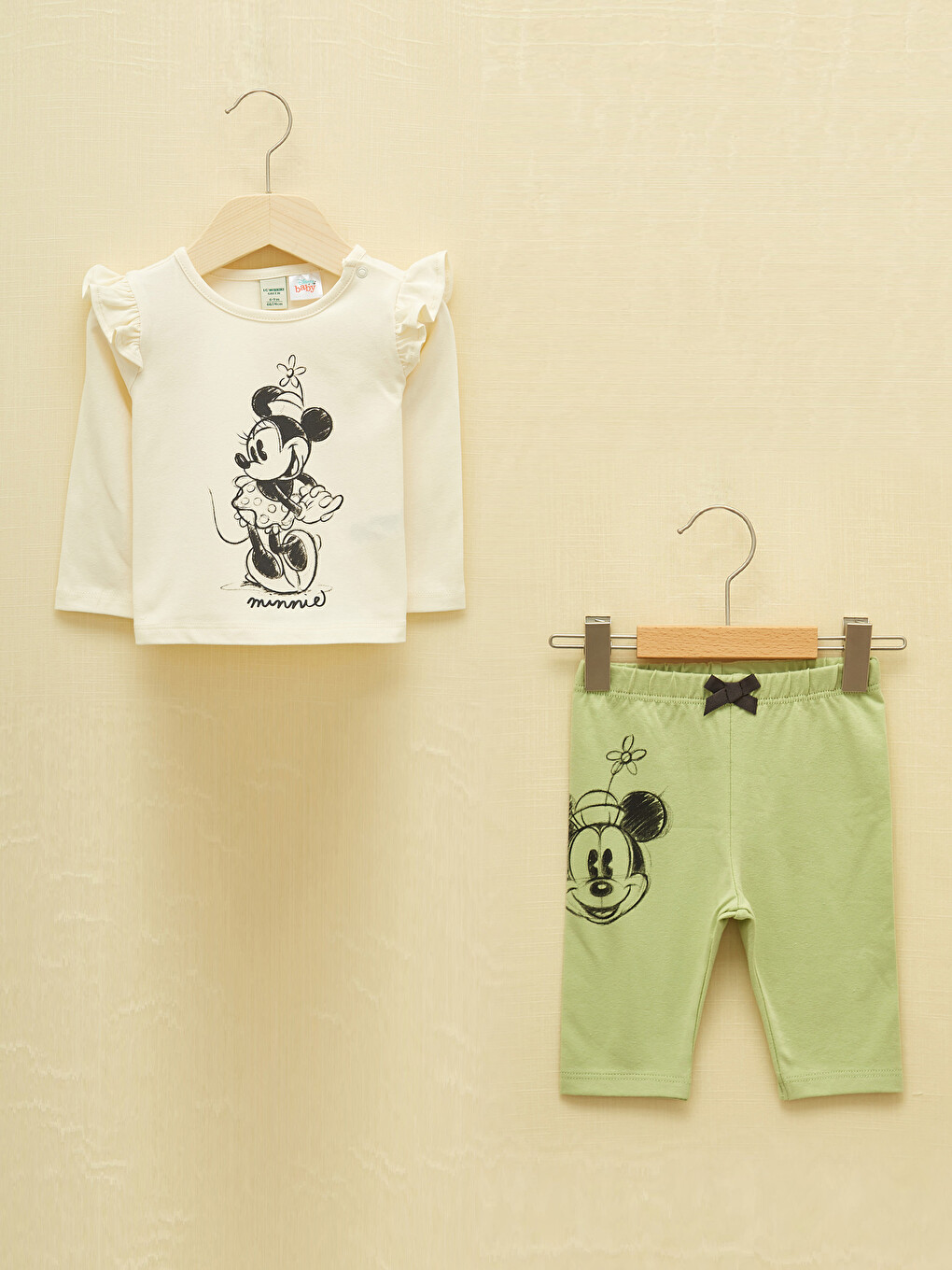 Minnie Mouse Baskılı Kız Bebek Bluz ve Tayt 2'li Takım