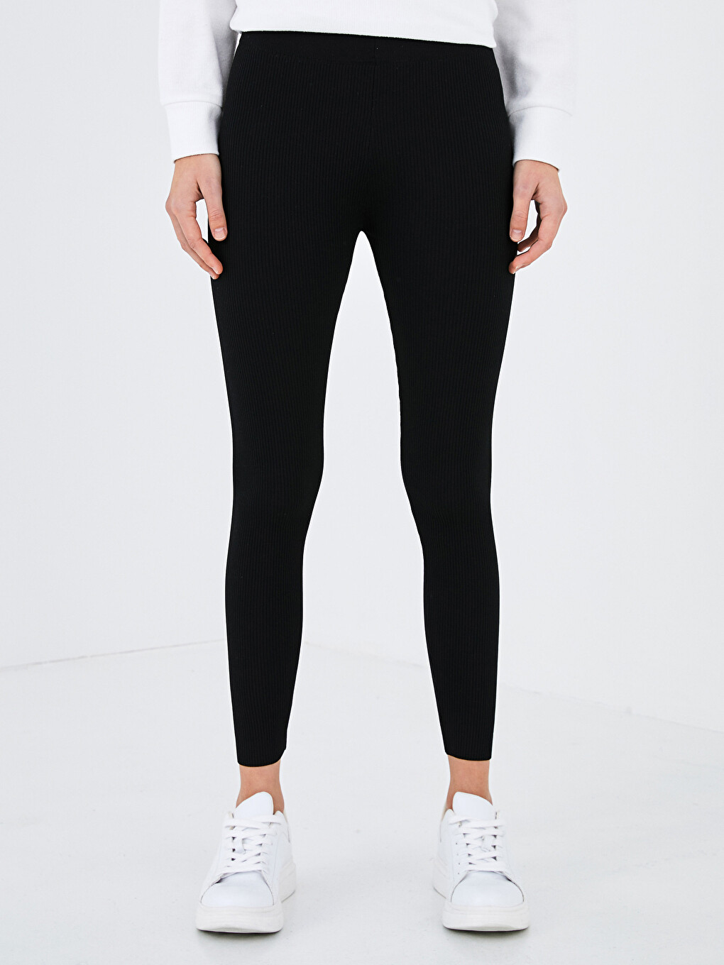 Basic Women's Knitwear Tights With Elastic Waist-2