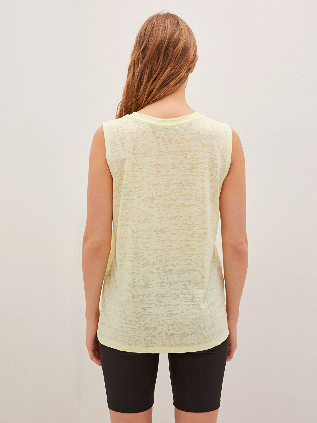 Yeşil Kadın Bisiklet Yaka Desenli Kolsuz Spor Atlet-10