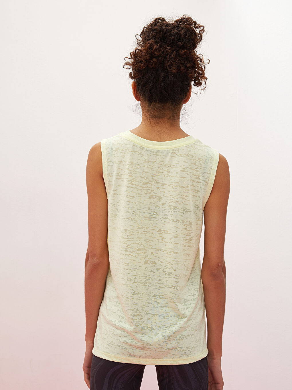 Yeşil Kadın Bisiklet Yaka Desenli Kolsuz Spor Atlet-4