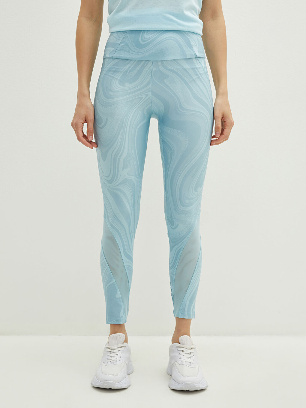 Elastic Waist Patterned Transparent Detailed Women's Sport Leggings -S1K145Z8-LU6