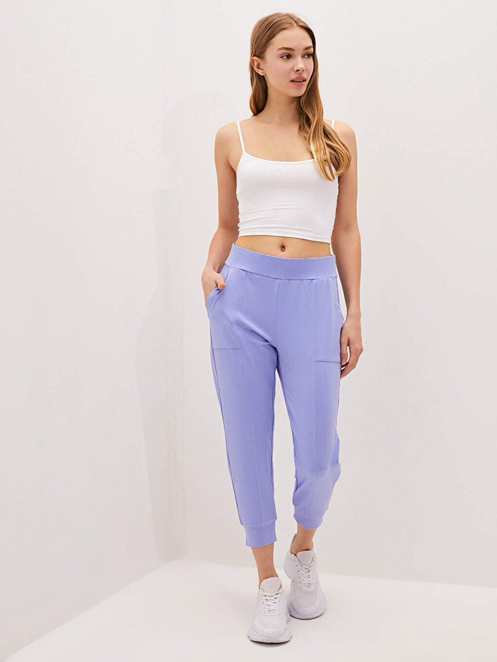 Γυναικεία Αθλητική Φόρμα με Ελαστική Μέση και Τσέπες Απλή-1