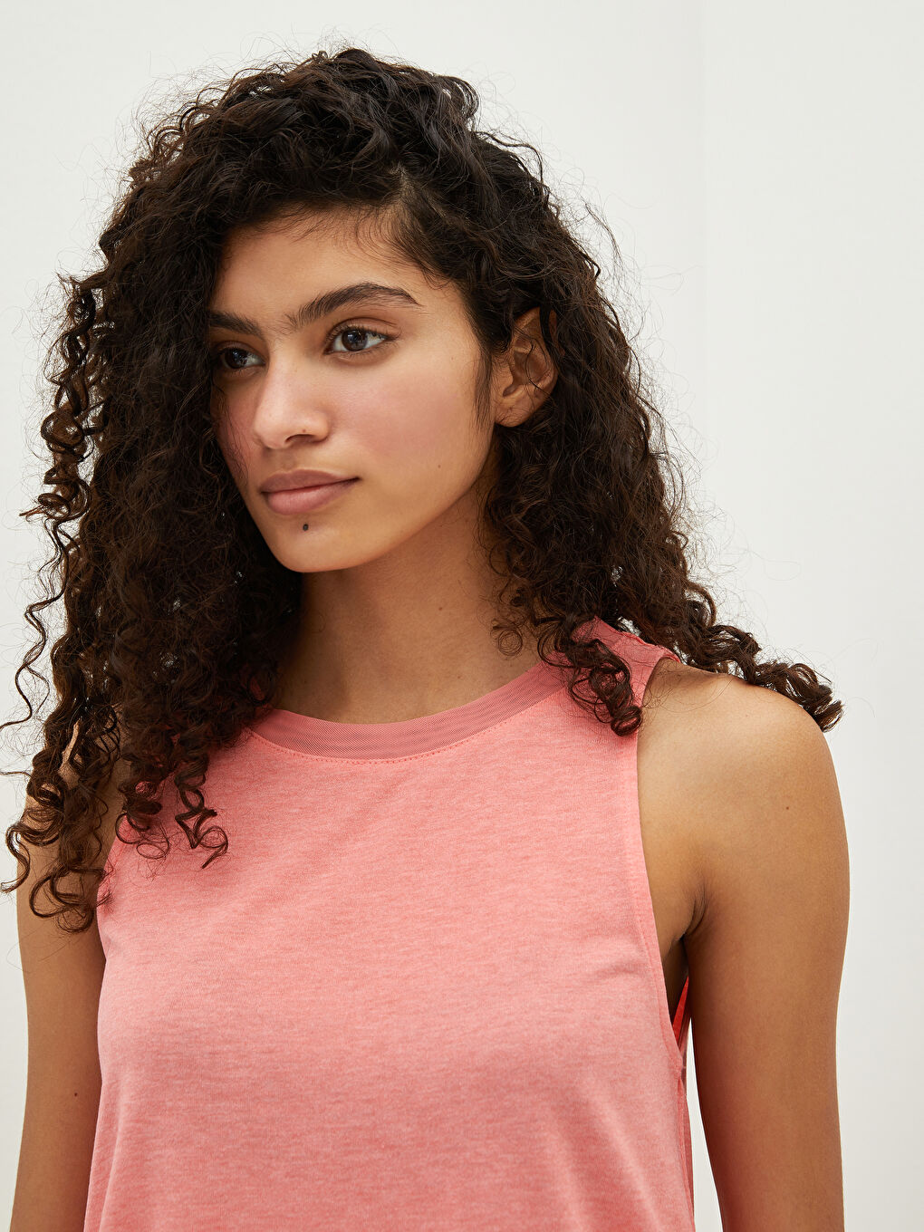 Mercan Kadın Bisiklet Yaka Düz Kolsuz Spor Tişört-8