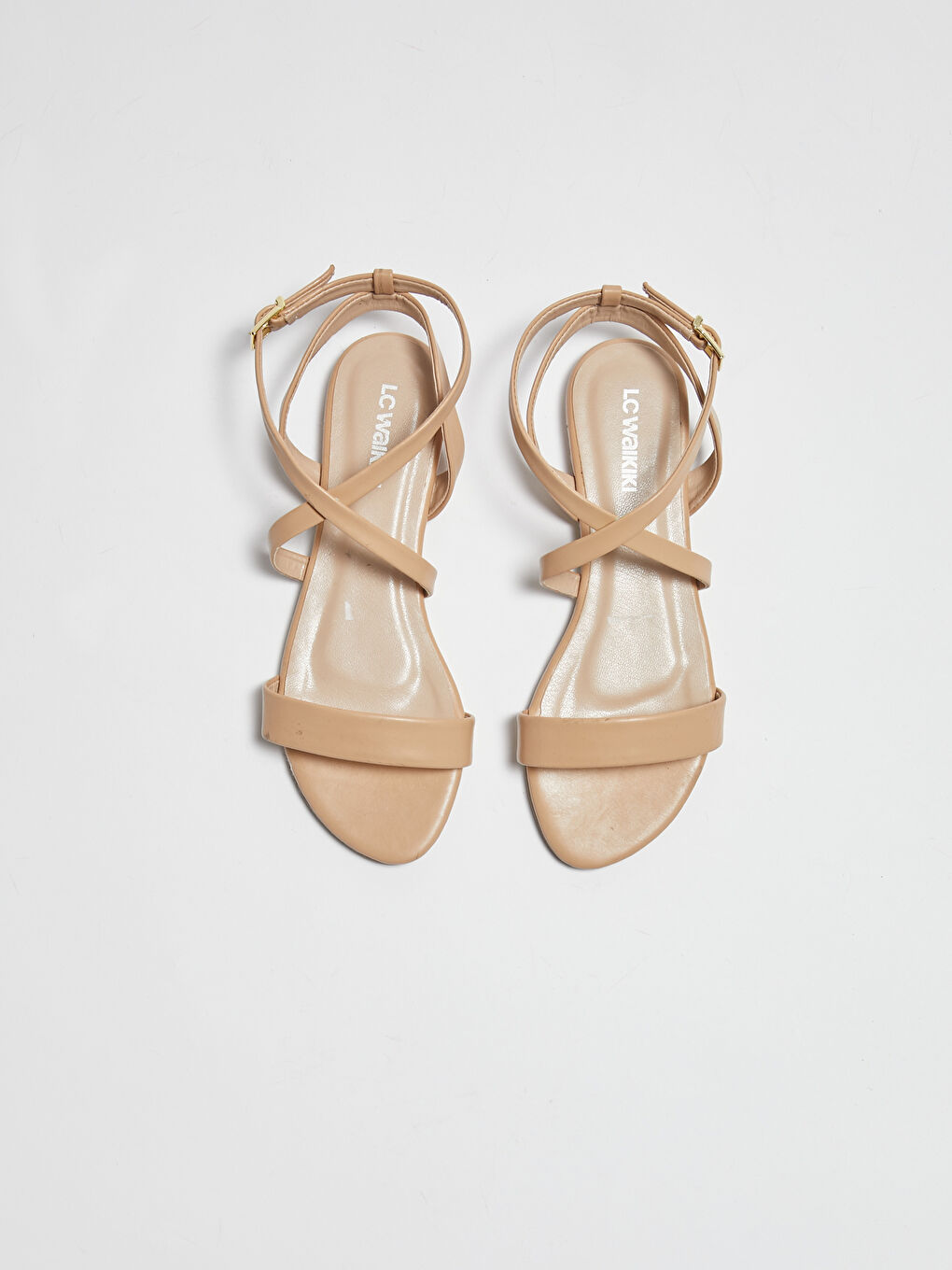 Әйелдерге арналған жасанды былғары бір жолақты сандалдар-5