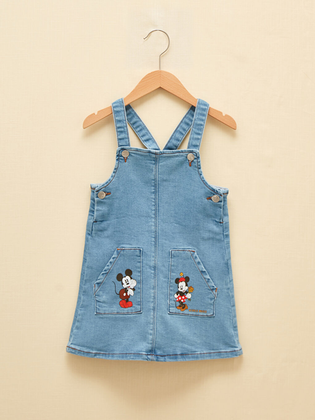 Minnie and Mickey Mouse Printed Baby Girl Jean Dress