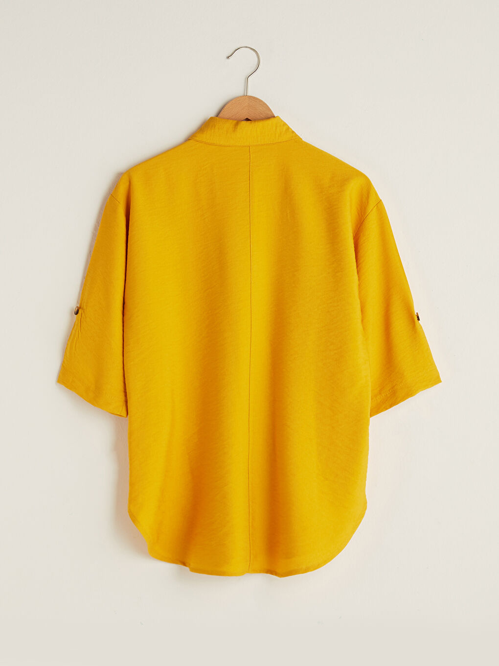 Short Sleeve Dobby Fabric Women's Shirt With Pocket Detailed Button Closure-7