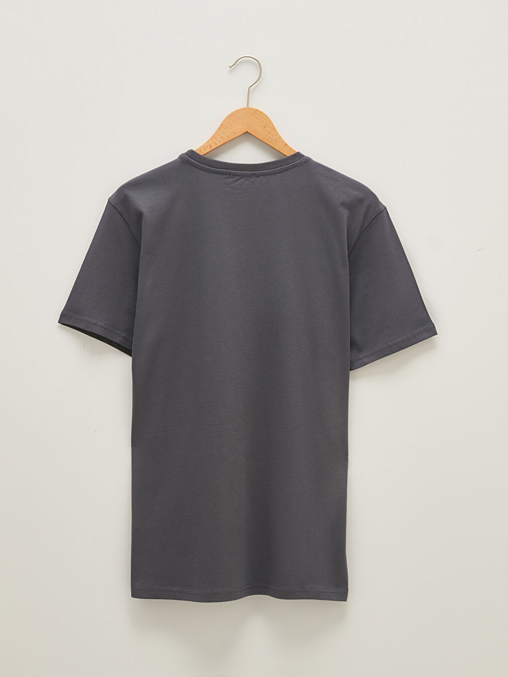 Antrasit Bisiklet Yaka Kısa Kollu Baskılı Penye Erkek Tişört-1
