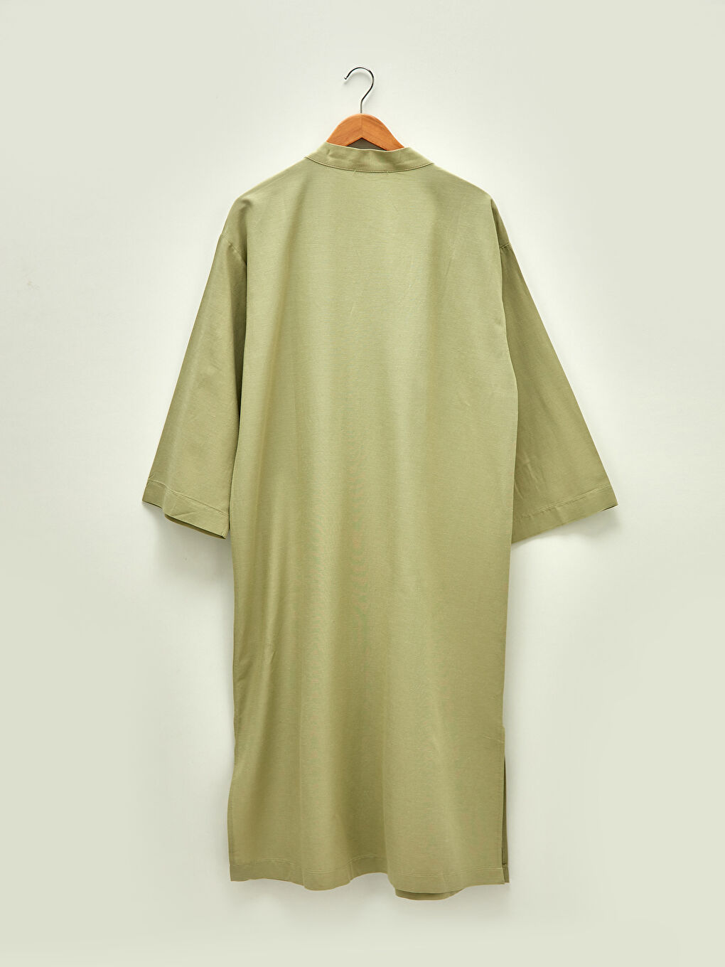 Yeşil Cep Detaylı Düz Uzun Kollu Kadın Kimono-6