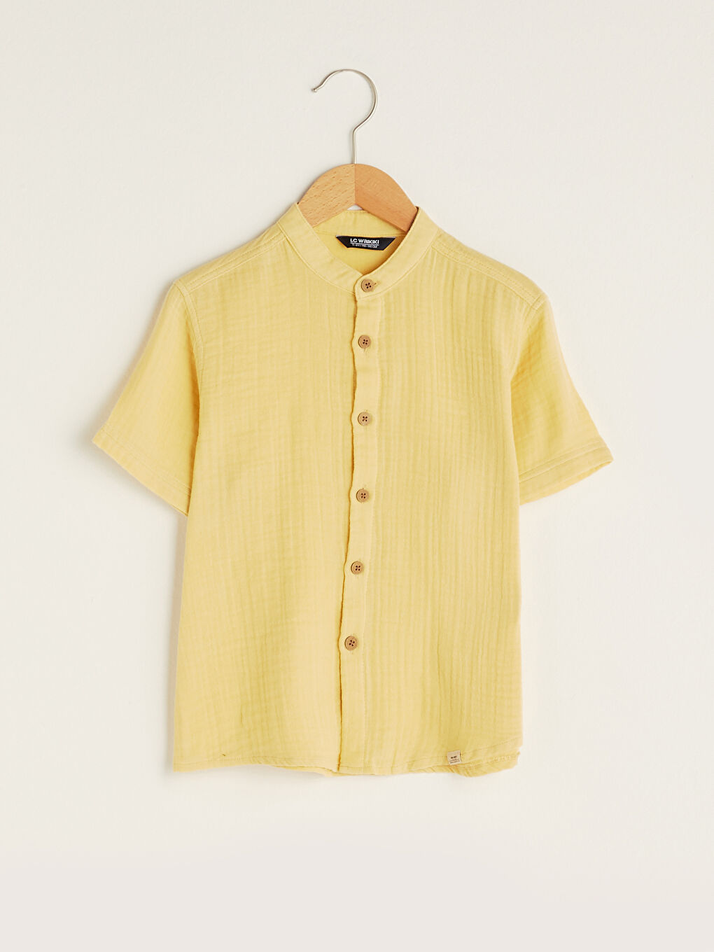 Grandad Collar Basic Short Sleeve Boys' Shirt-6