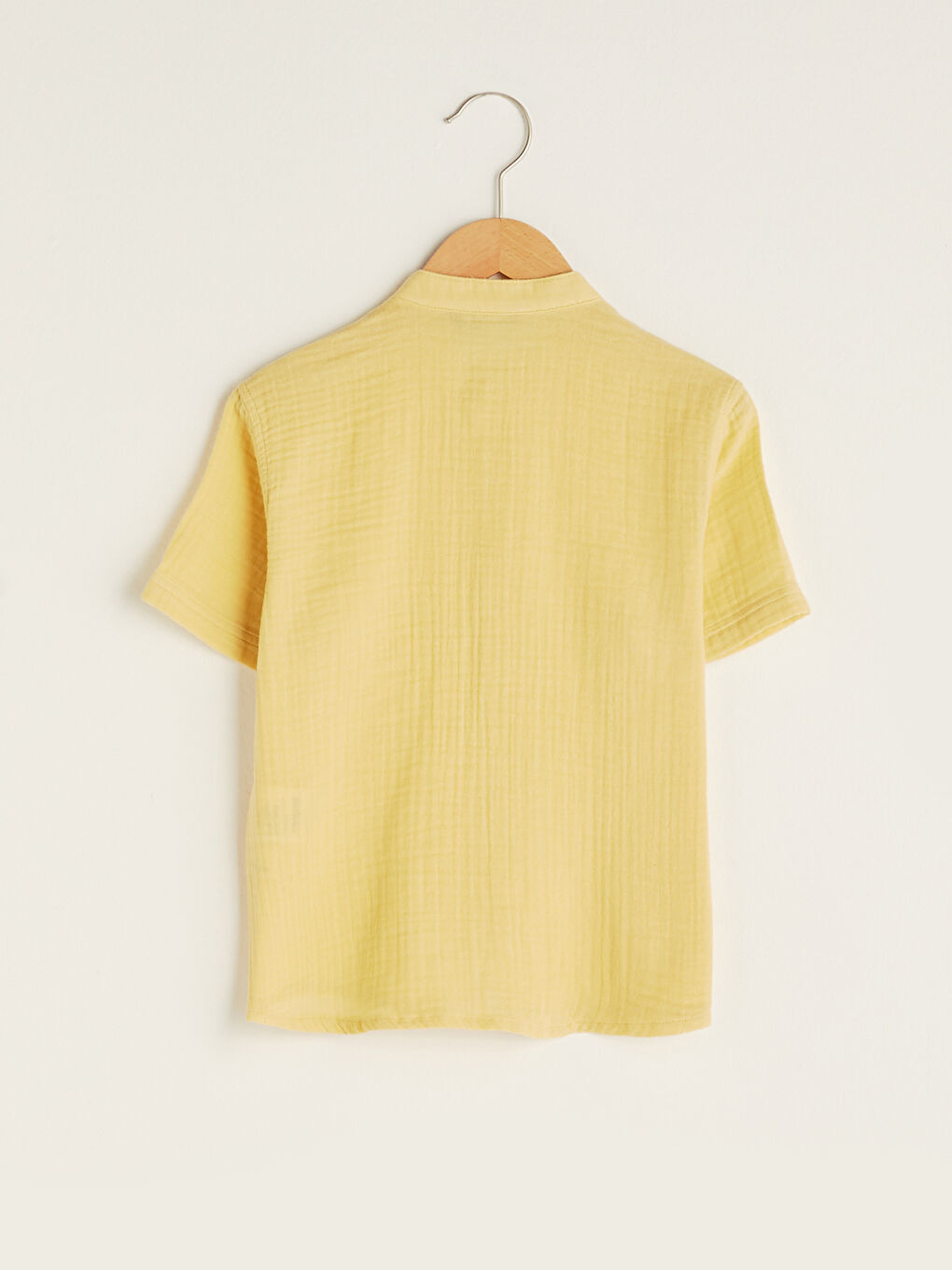 Grandad Collar Basic Short Sleeve Boys' Shirt-7