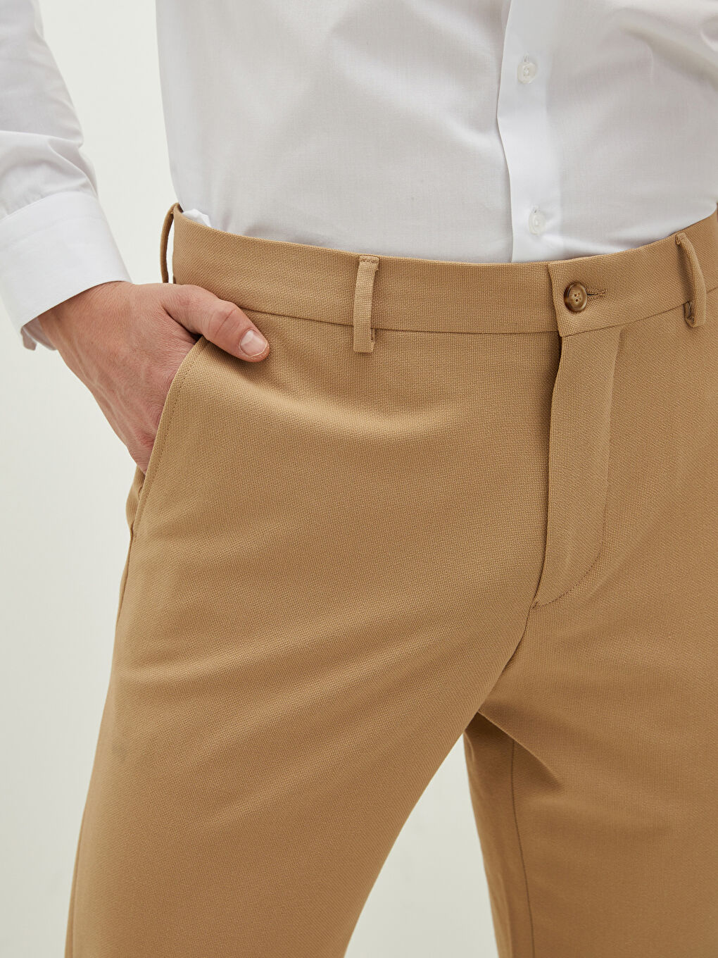 Slim Fit Panama Fabric Men's Trousers-2