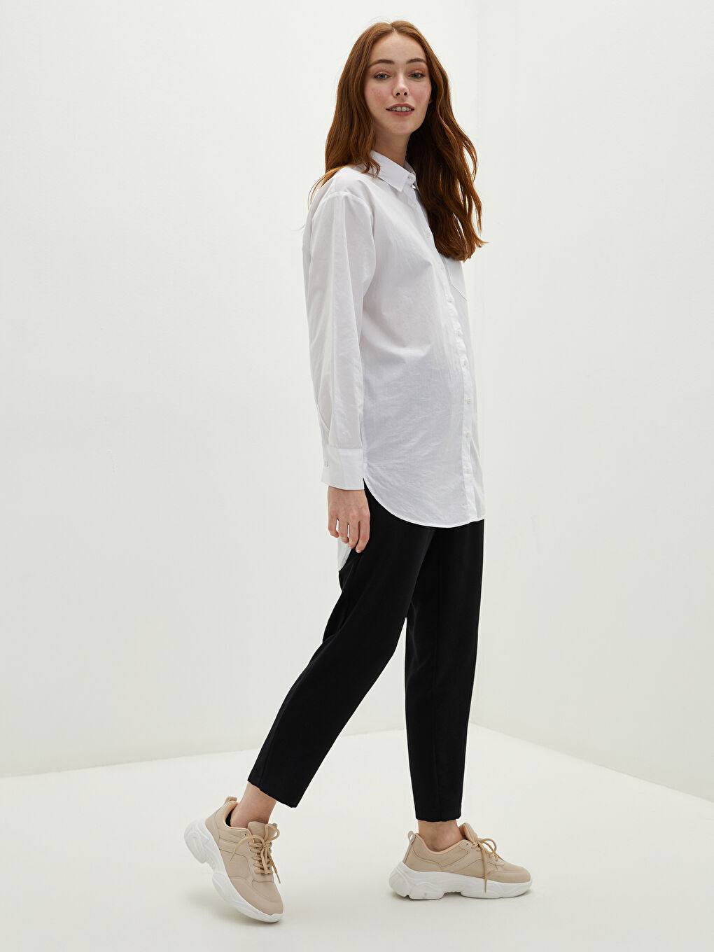 Elastic Waist Straight Pocket Detailed Harem Medina Silk Fabric Women's Trousers-2