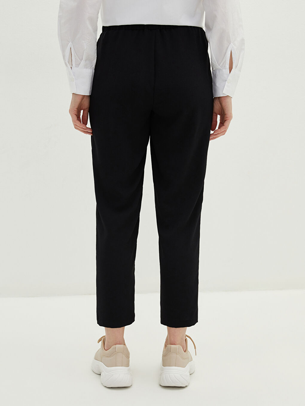 Elastic Waist Straight Pocket Detailed Harem Medina Silk Fabric Women's Trousers-4