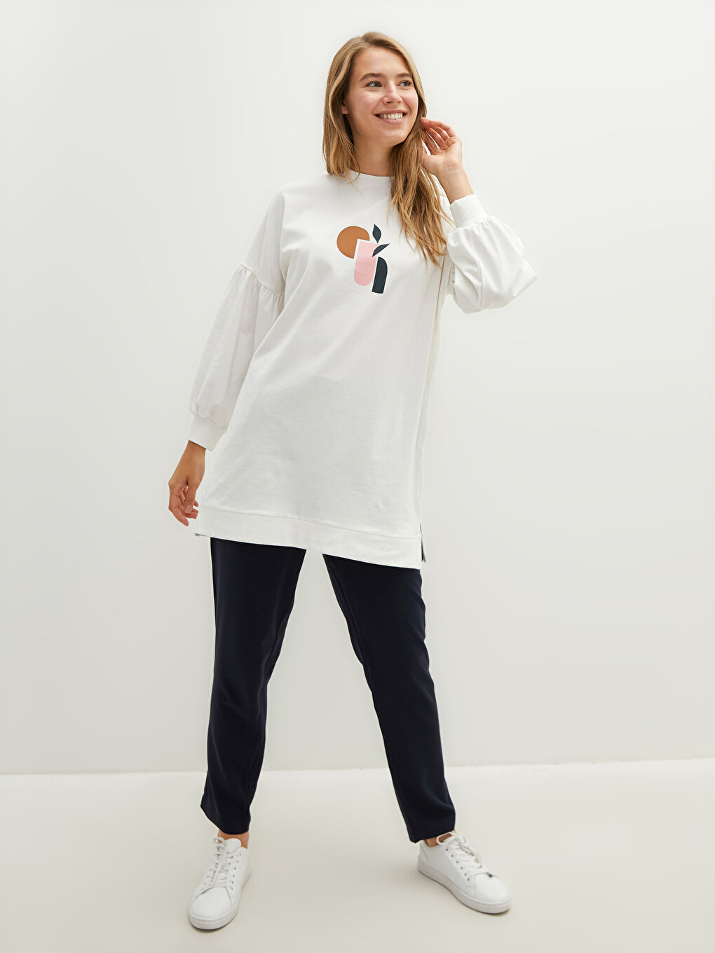 Elastic Waist Straight Belmando Fabric Women's Harem Pants-2