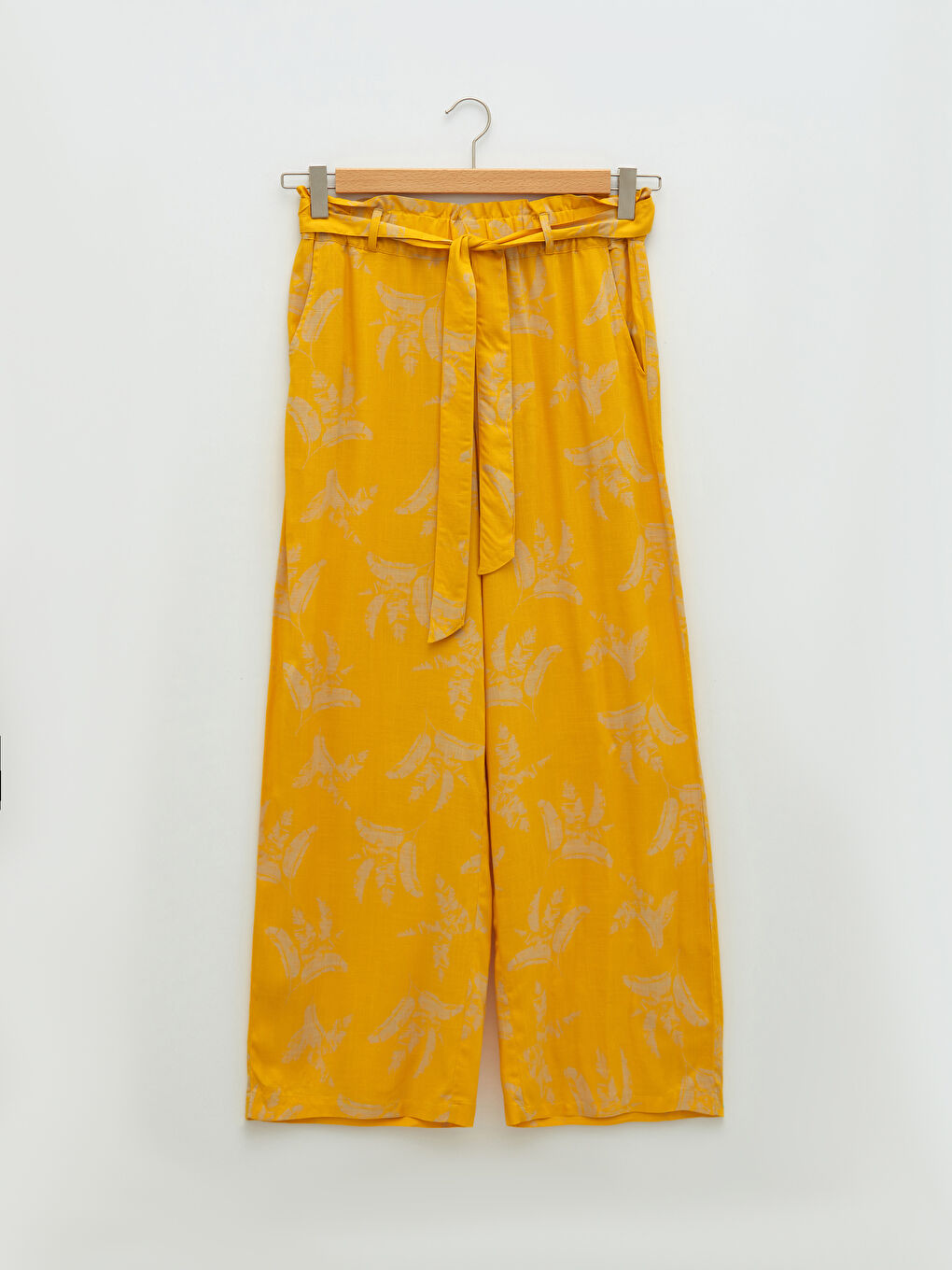 Elastic Waist Patterned Wide Leg Viscose Women's Trousers-5