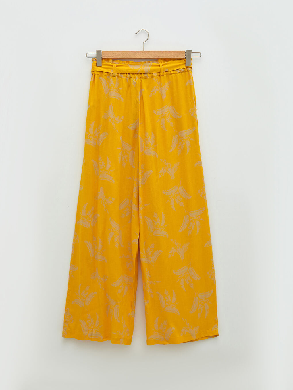 Elastic Waist Patterned Wide Leg Viscose Women's Trousers-6