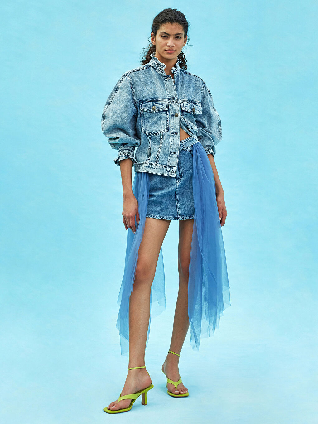 LC Waikiki POCKET TULLE BELT DETAILED WOMEN ANNA JEAN SKIRT -S1K552Z8-502