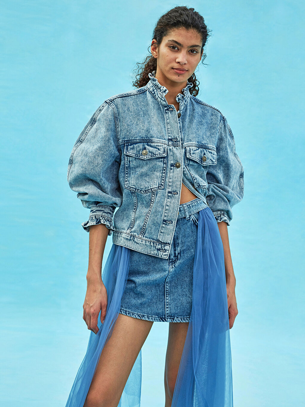 LC Waikiki POCKET TULLE BELT DETAILED WOMEN ANNA JEAN SKIRT -S1K552Z8-502