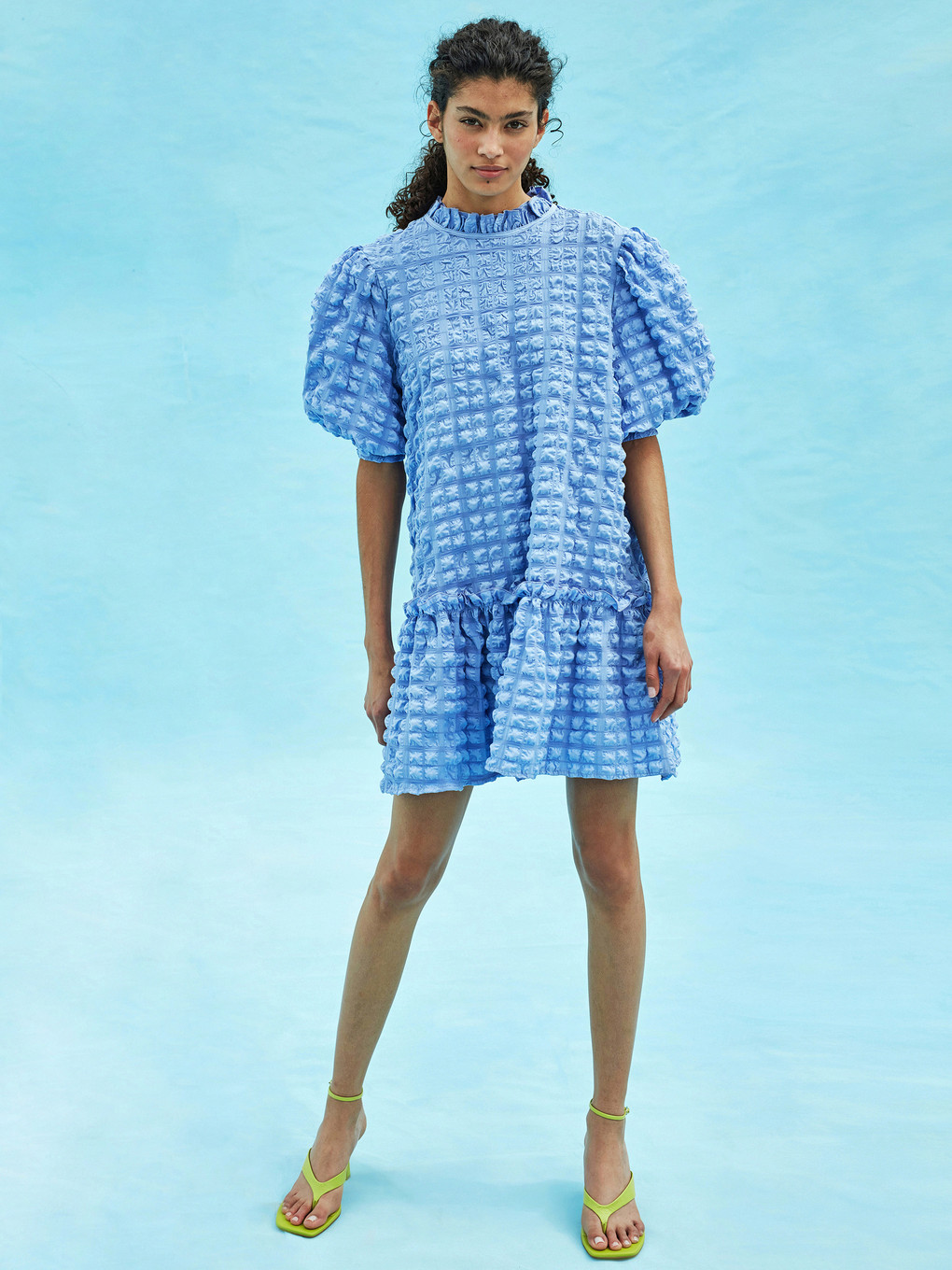Ruffled Collar Women's Emma Dress With Balloon Sleeves-1