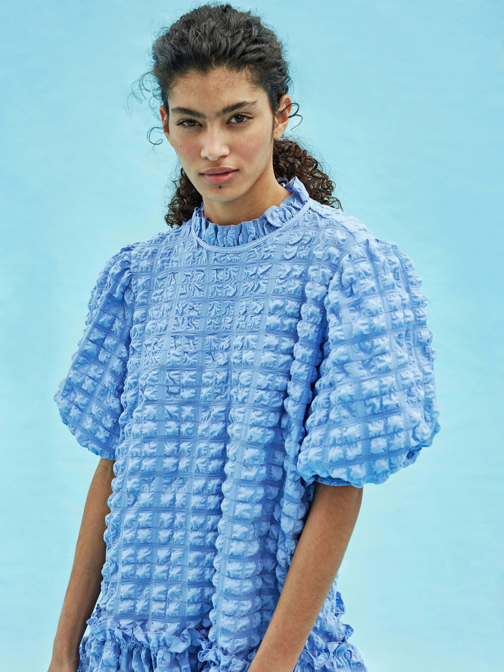 Ruffled Collar Women's Emma Dress With Balloon Sleeves-4