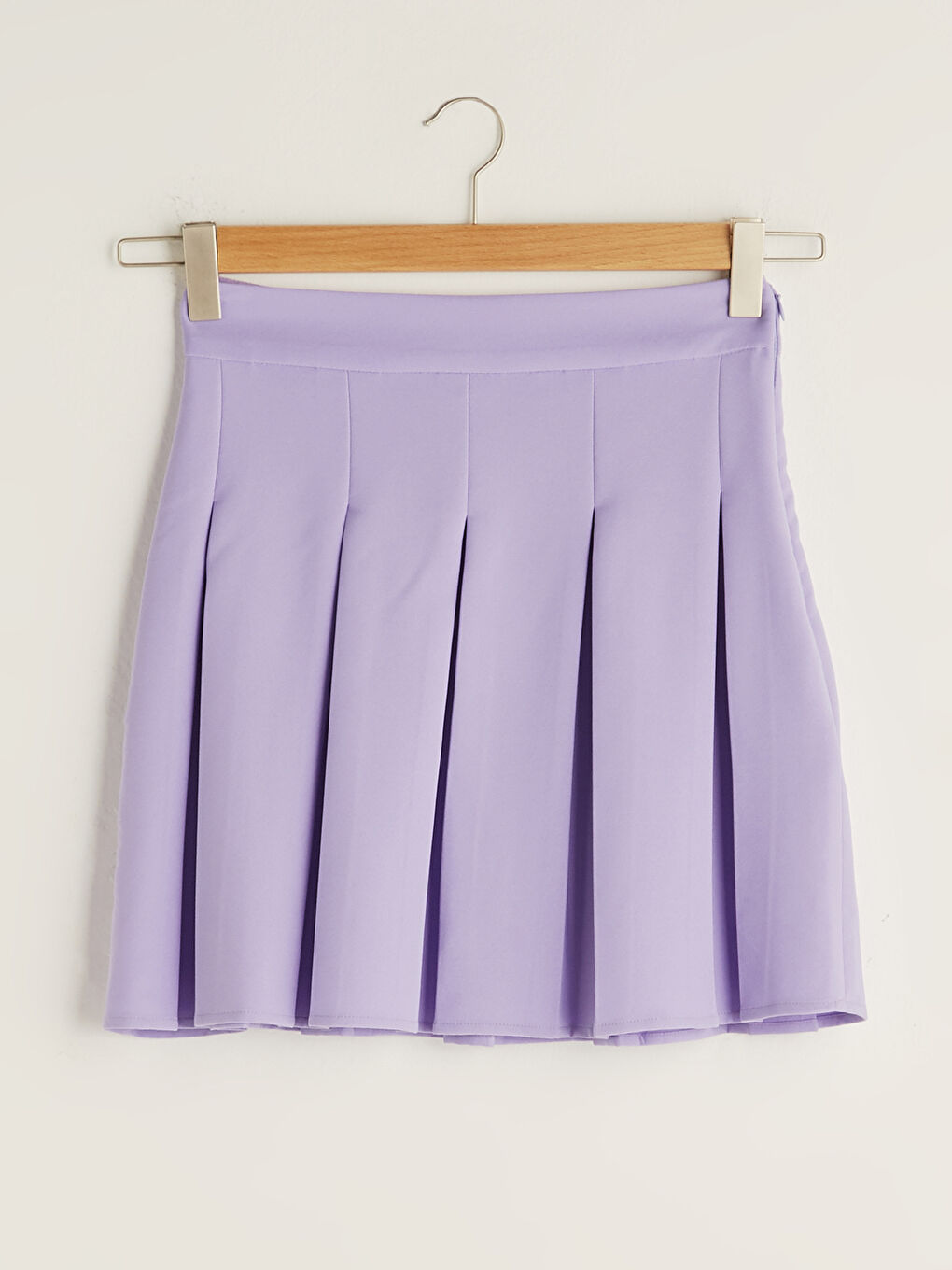 Jupe Plissée Unie à Fermeture Éclair à la Taille pour Femmes-5