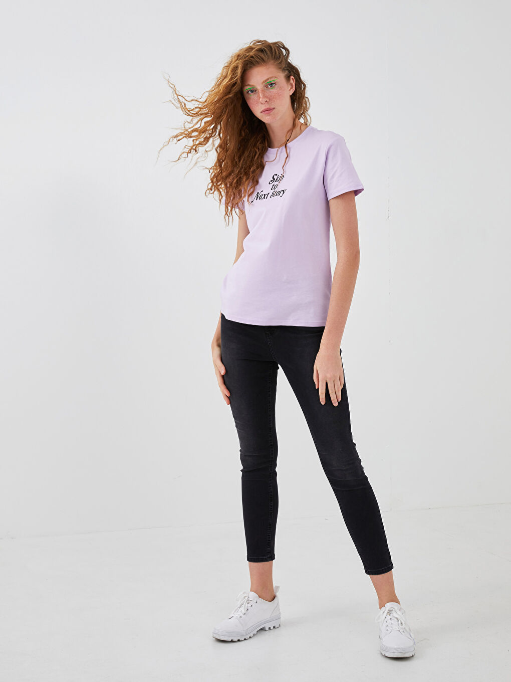 Crew Neck Slogan Printed Short Sleeve Women's T-Shirt-1