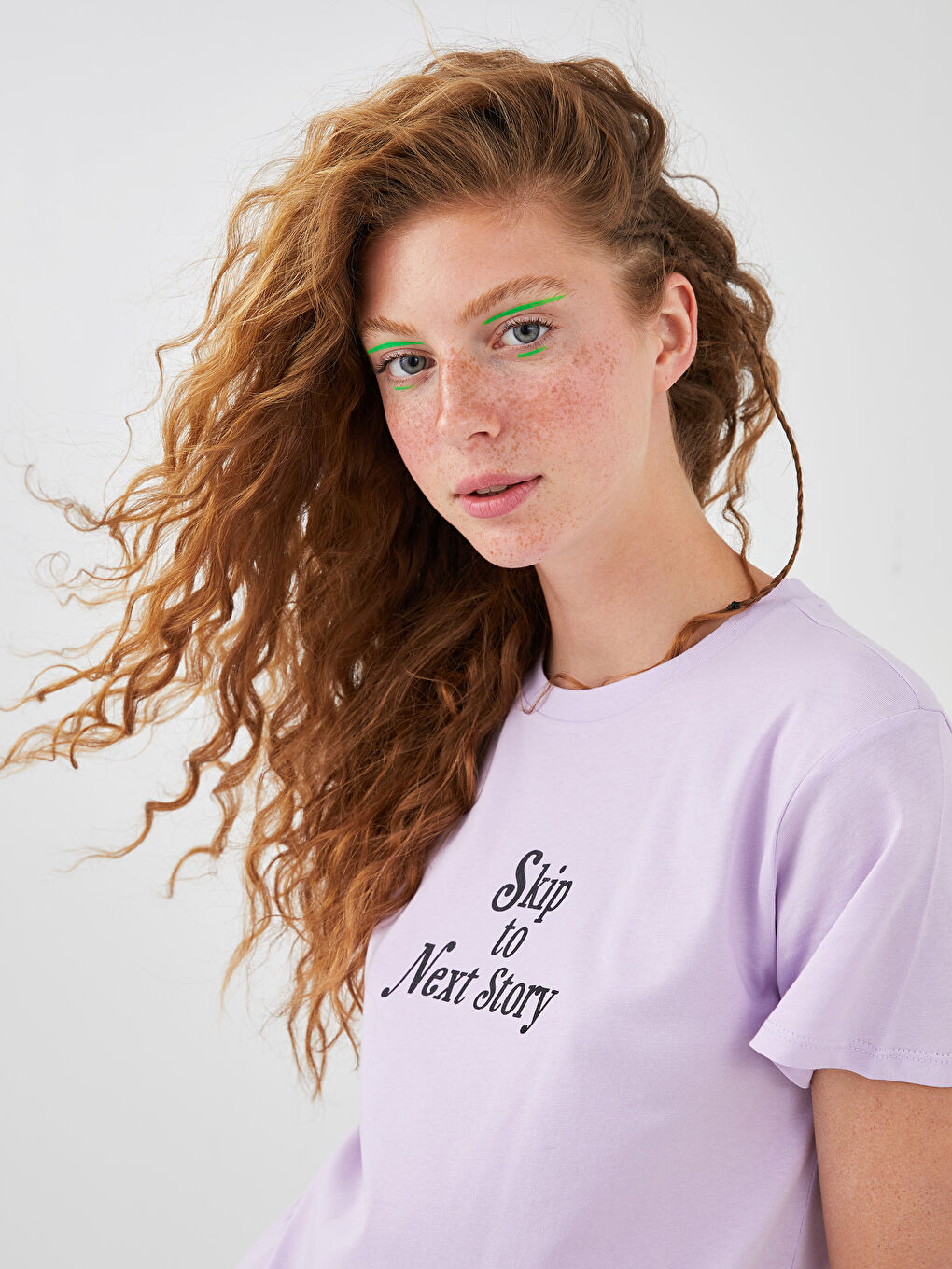Crew Neck Slogan Printed Short Sleeve Women's T-Shirt-3