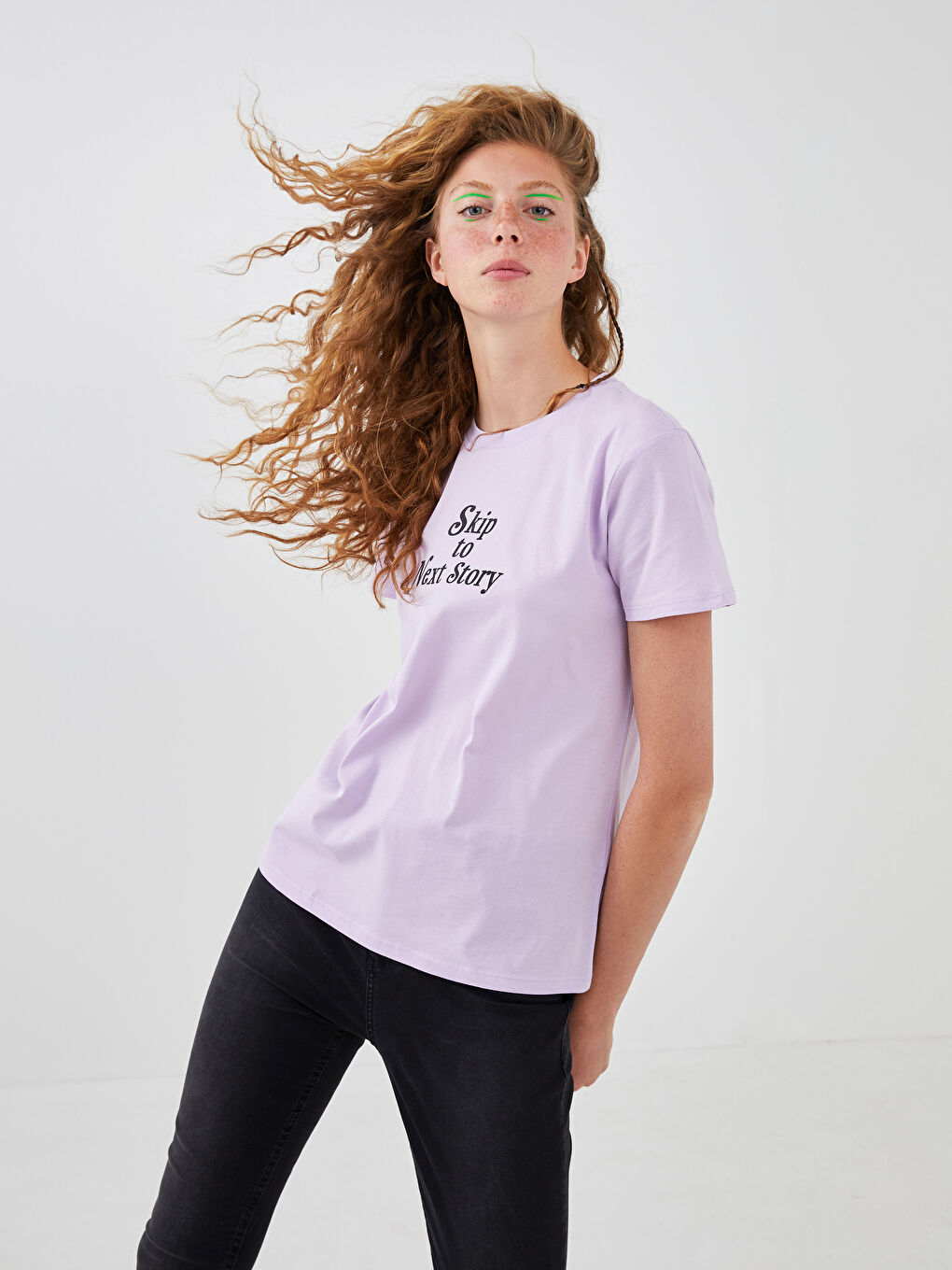 Crew Neck Slogan Printed Short Sleeve Women's T-Shirt