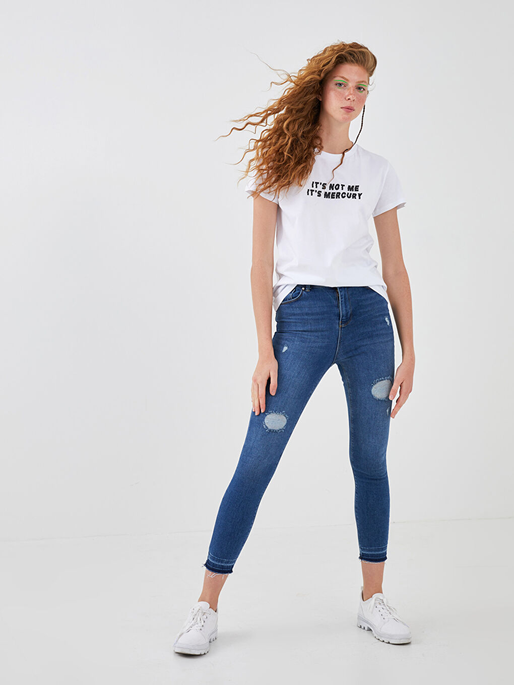 Crew Neck Slogan Printed Short Sleeve Cotton Women's T-Shirt-1