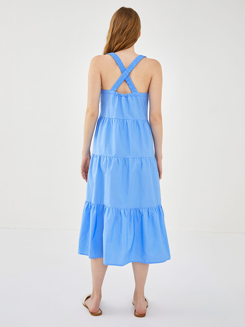 LCW Vision Square Collar Straight Strap Poplin Women's Dress -S1K764Z8-GJL