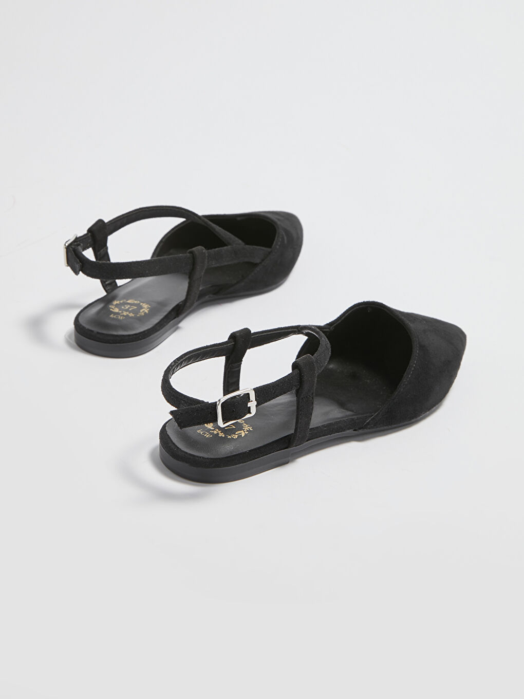 Siyah Çapraz Bantlı Sivri Burun Kadın Babet-4