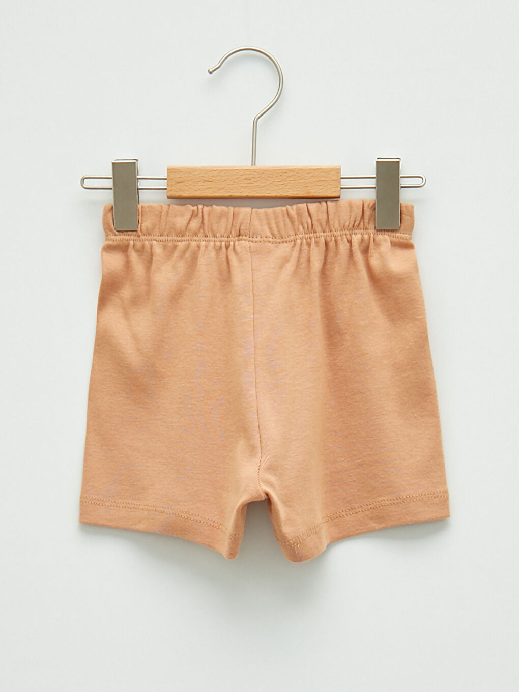 Bej Bisiklet Yaka Kısa Kollu Basic Erkek Bebek Pijama Takımı-4