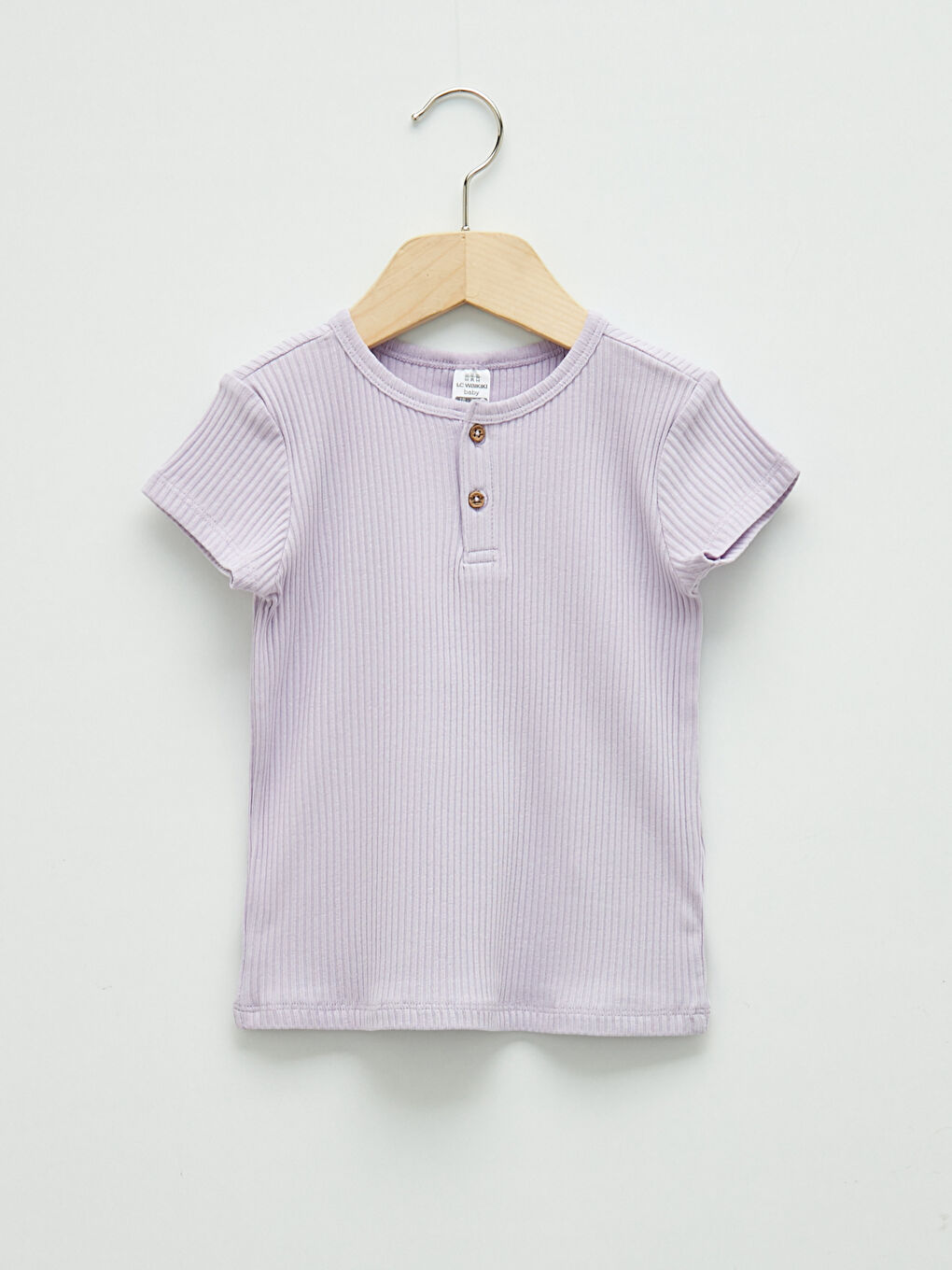 Lila Bisiklet Yaka Kısa Kollu Basic Kız Bebek Pijama Takımı-1