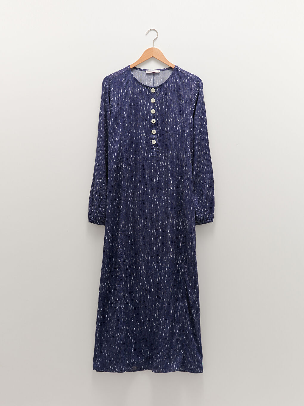 LCW Grace Crew Neck Patterned Long Sleeve A-Cut Belmando Fabric Women's Dress -S1KA90Z8-LSJ